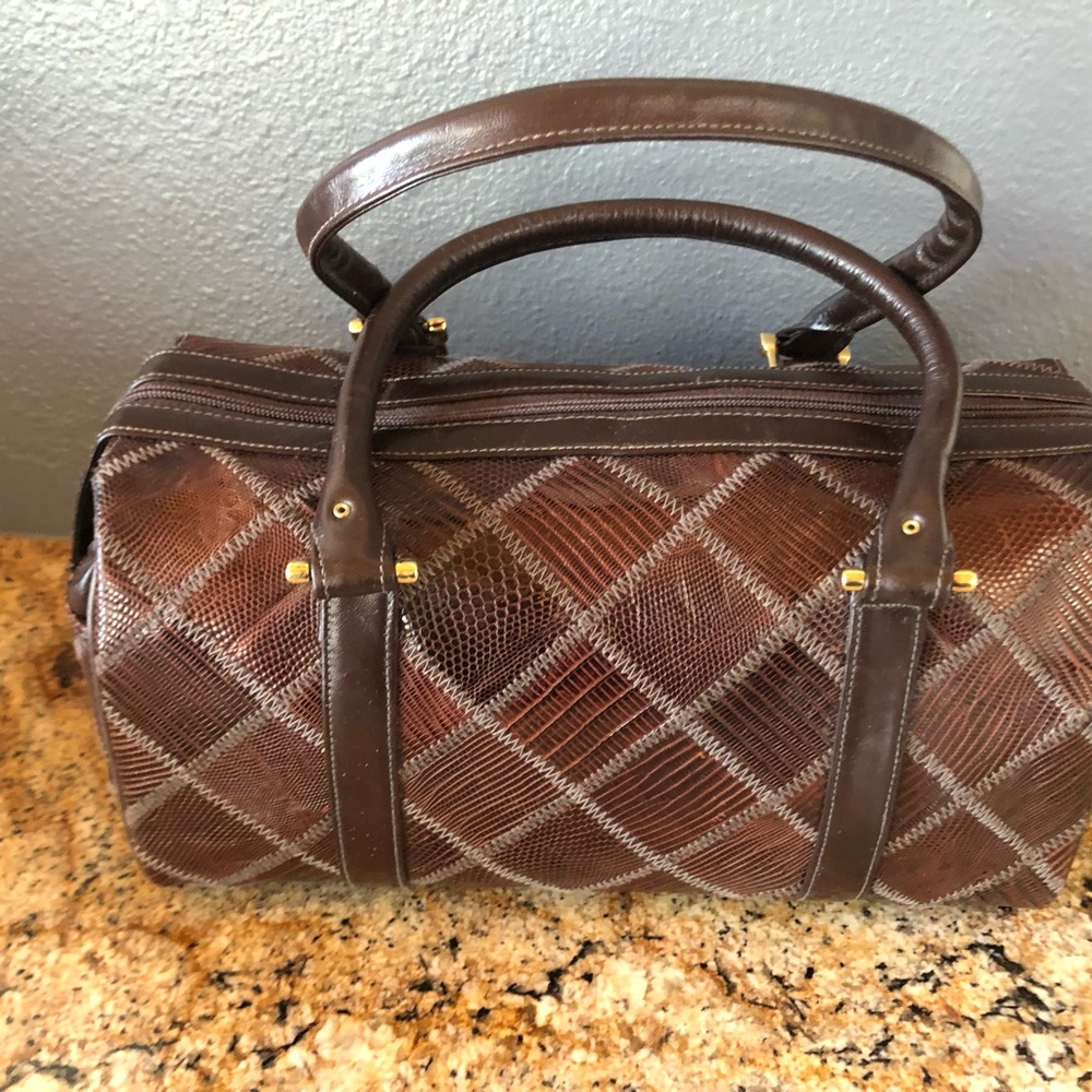 Varon Handbags NYC vintage collectible NWT brown leather snake Dr handbag